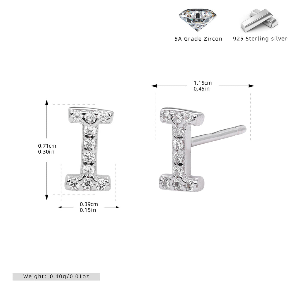 Boucles d’oreilles puces élégantes pour femmes avec lettres - NovaShop NovaShop Platinum I / 925 Silver Bigbuy