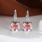 Korean style zircon inlaid square hook earrings