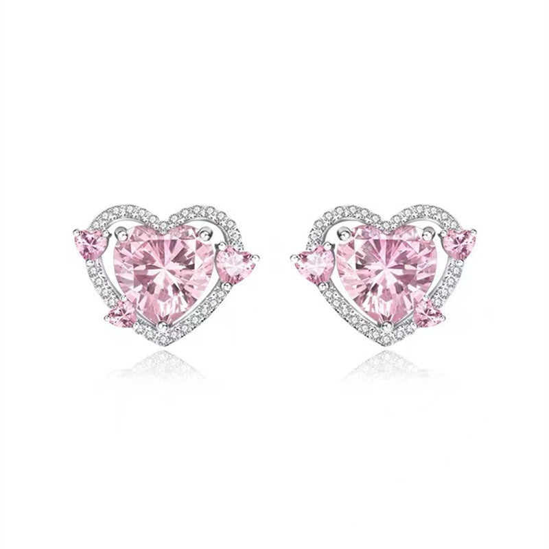 Guardian Heart Design Stud Earrings