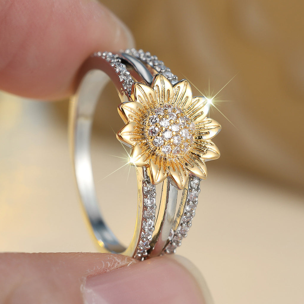 Diamond Sunflower Fashion Ring