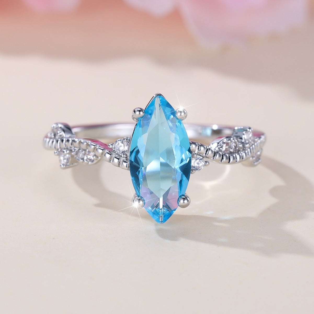 Women's Trendy Navy Blue Ring – Shiny Stone