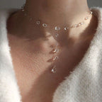 Minimalist Clear Crystal Set - Refined Clavicular Chain Necklace and Bracelet