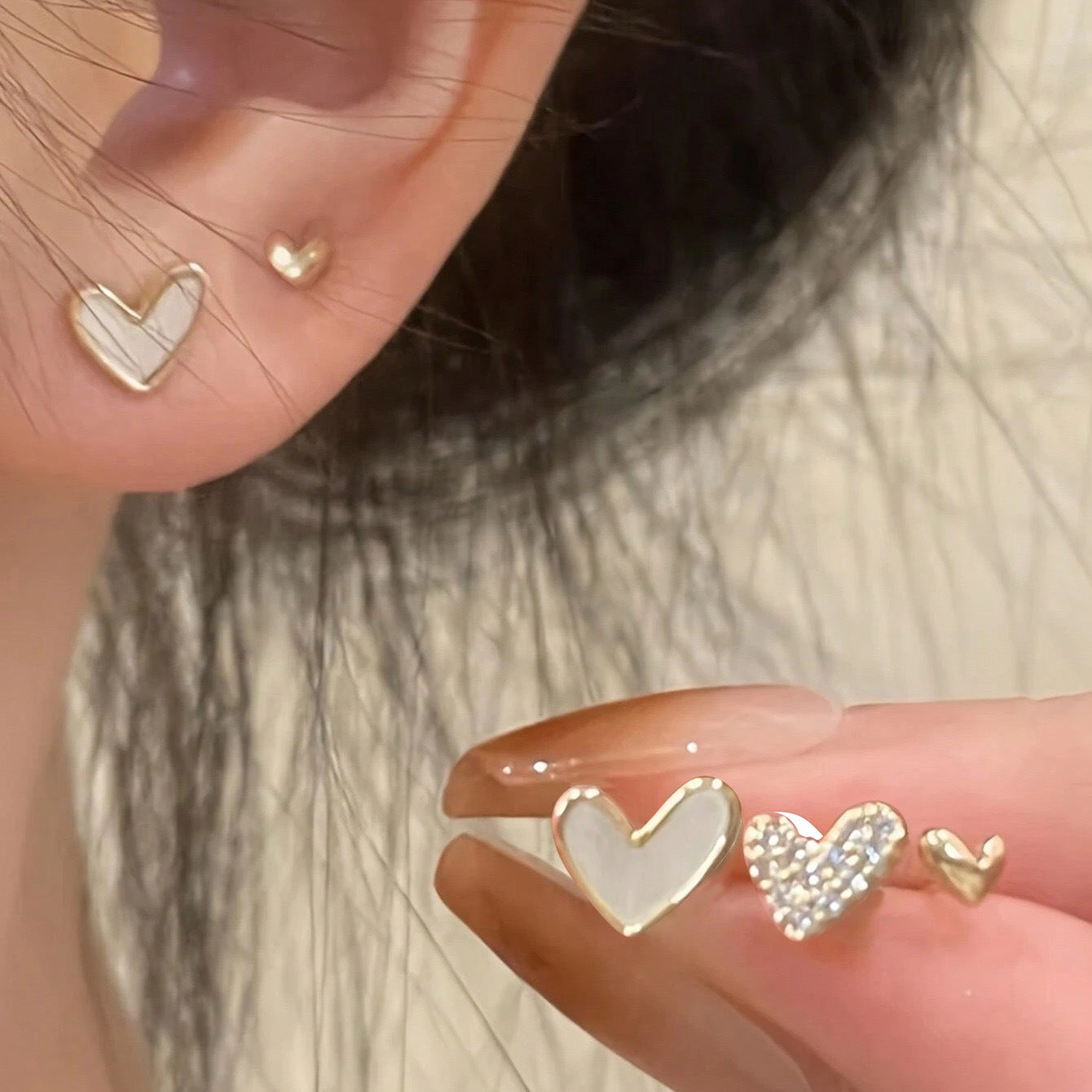 Ensemble de trois paires de boucles d’oreilles girly, thème amour - NovaShop NovaShop Gold Bigbuy
