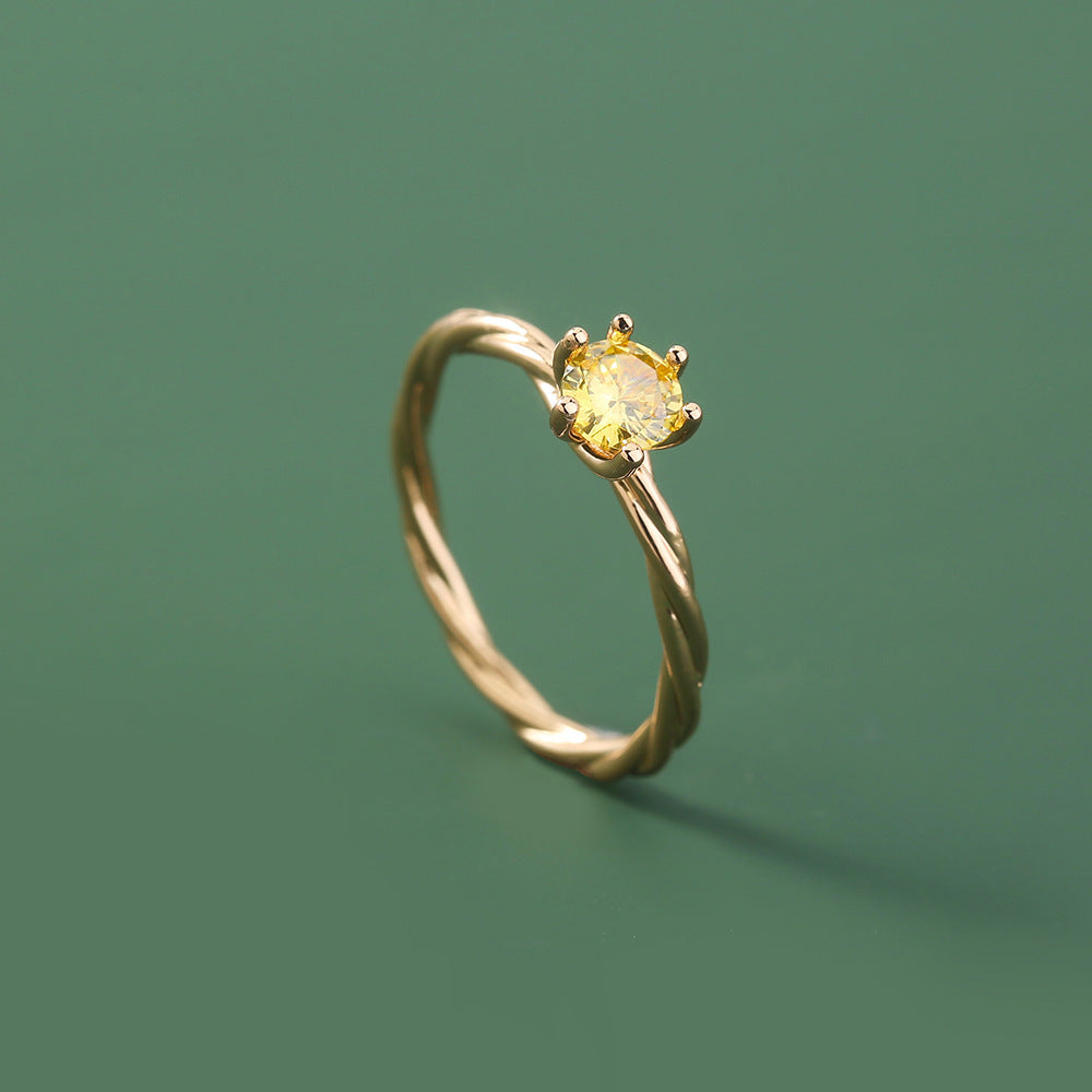 Niche ring with modern design, decorated with zircon