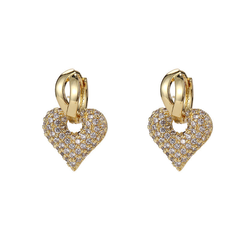 Copper Clip-on Earring with Micro-Inlaid Zirconia – Light Luxury