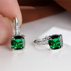 Korean style zircon inlaid square hook earrings