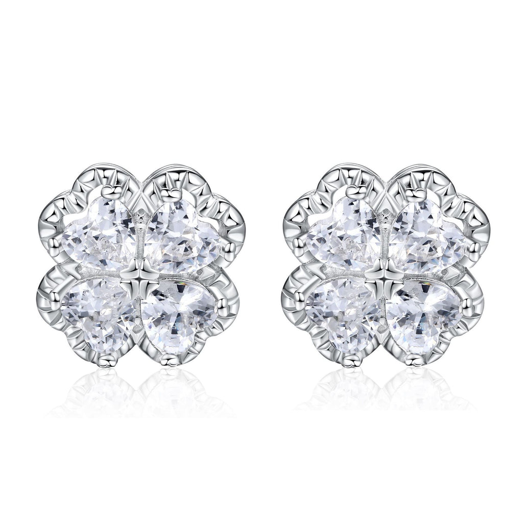 Zeng Yin Four Leaf Clover Ear Team Advanced Sense Love Zircon Earrings