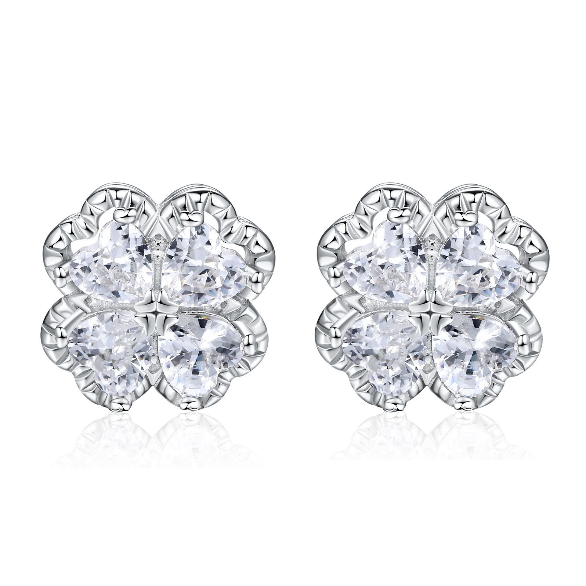 Zeng Yin Four Leaf Clover Ear Team Advanced Sense Love Zircon Earrings