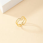 Simple retro openwork heart-shaped ring for women