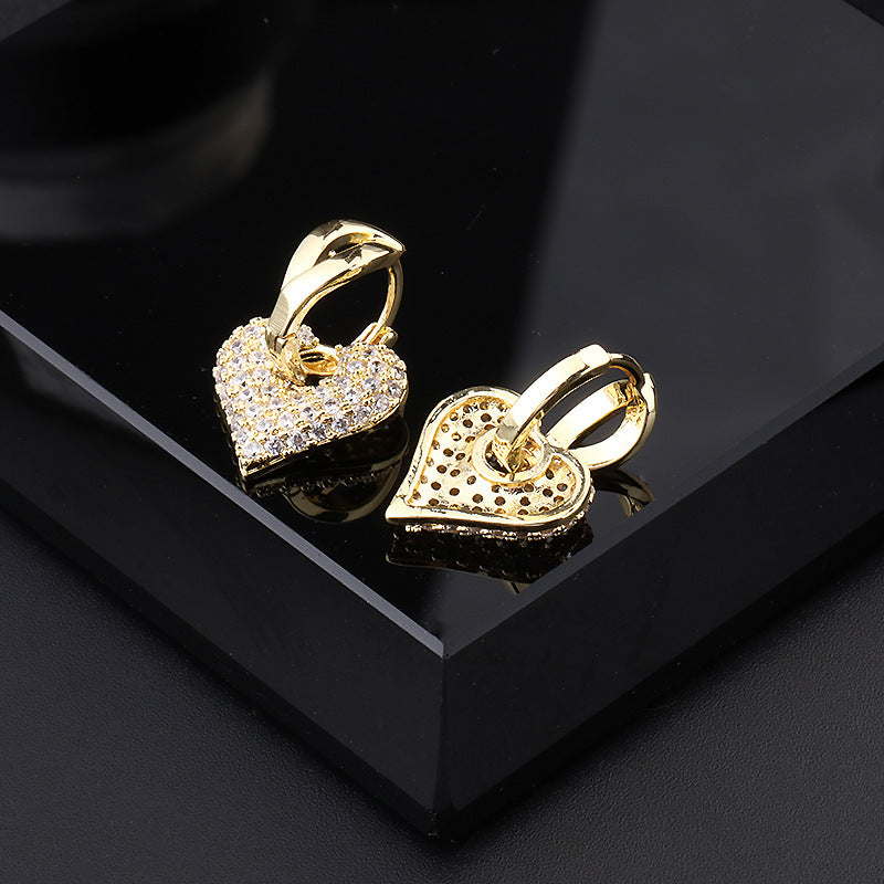 Copper Clip-on Earring with Micro-Inlaid Zirconia – Light Luxury