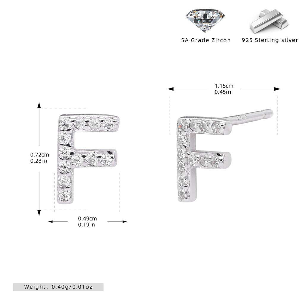 Boucles d’oreilles puces élégantes pour femmes avec lettres - NovaShop NovaShop Platinum F / 925 Silver Bigbuy