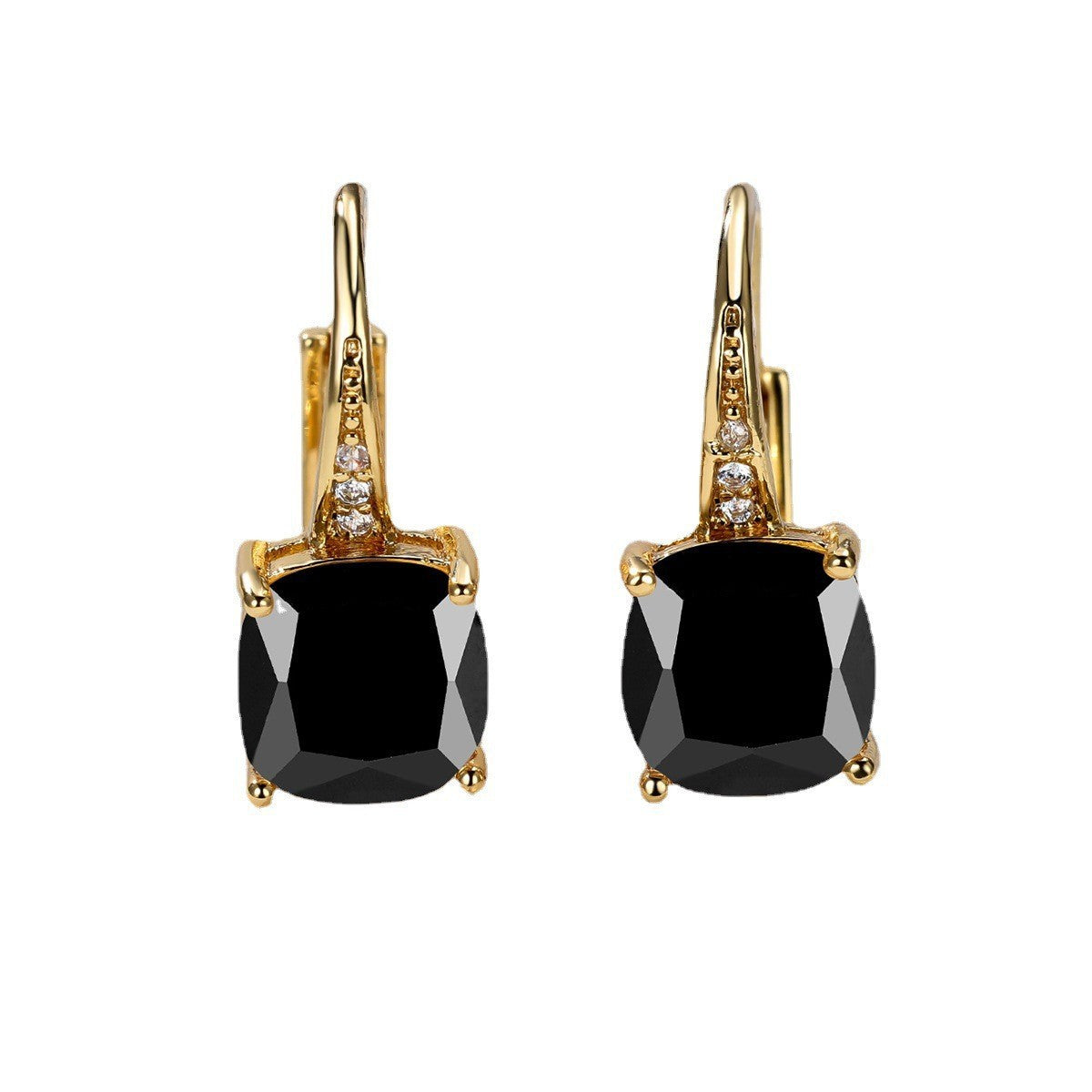 Korean style zircon inlaid square hook earrings
