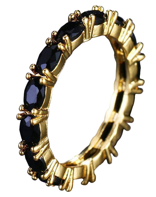 Gold Plated Women's Ring with Zircon - Elegant and Modern Square T Design
