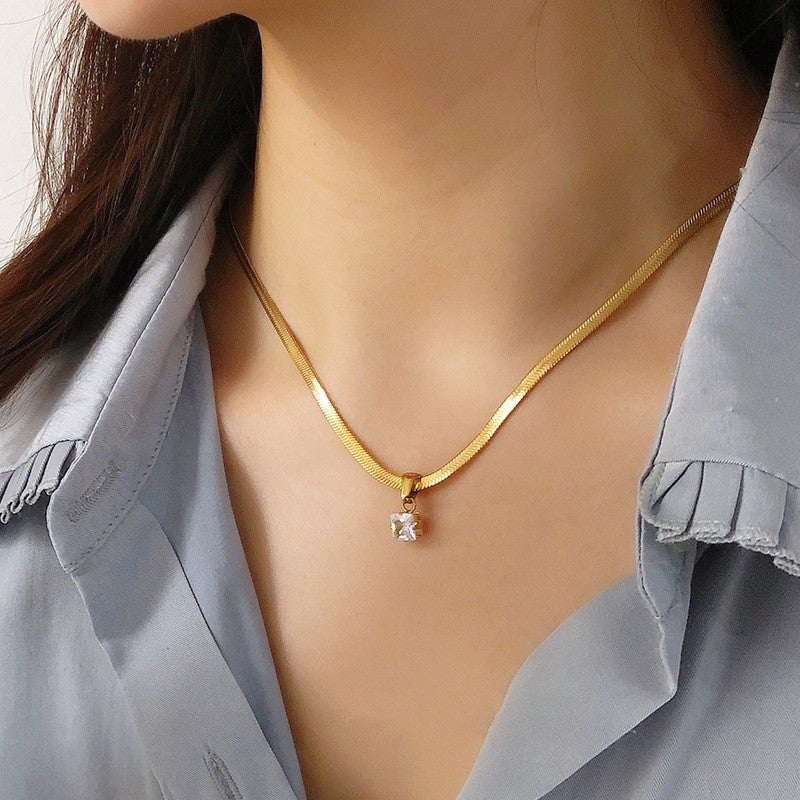 Collier géométrique orné de diamants – Style européen et américain - NovaShop NovaShop Gold / Round Drill Bigbuy