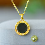 Stylish natural Hetian jade pendant inlaid with copper, blue jade