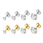 Boucles d’oreilles géométriques carrées en acier titane avec zircon - NovaShop NovaShop Round Zircon Gold / 2mm Bigbuy