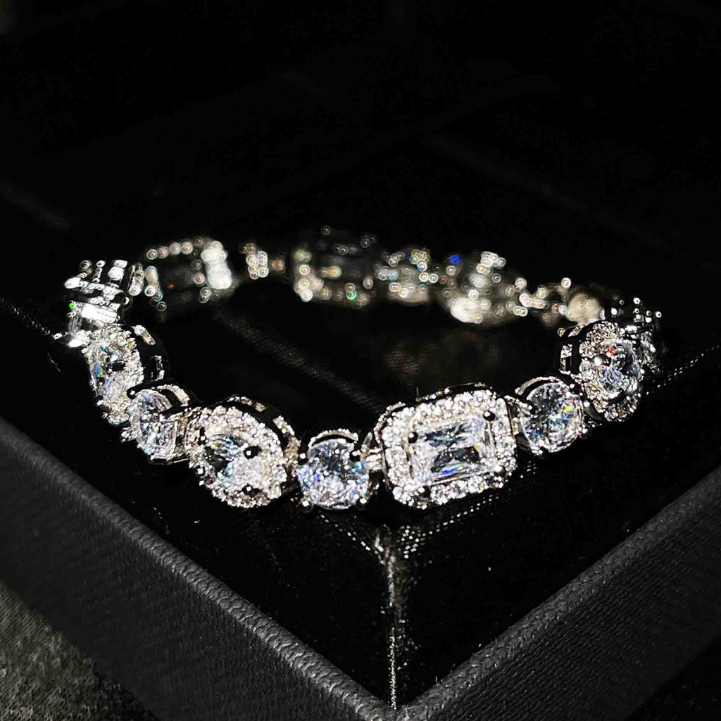 S925 sterling silver diamond plated women's bracelet