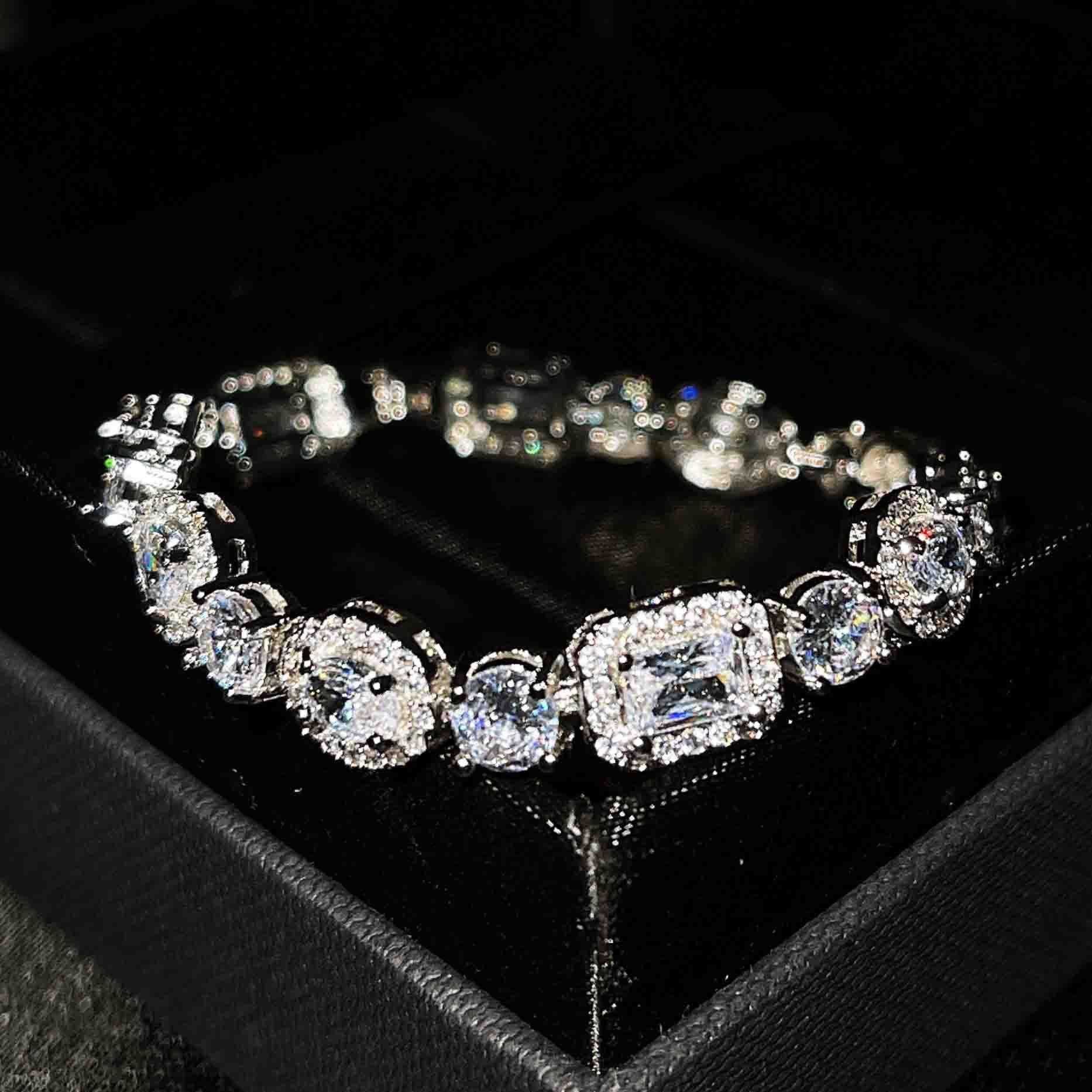 S925 sterling silver diamond plated women's bracelet