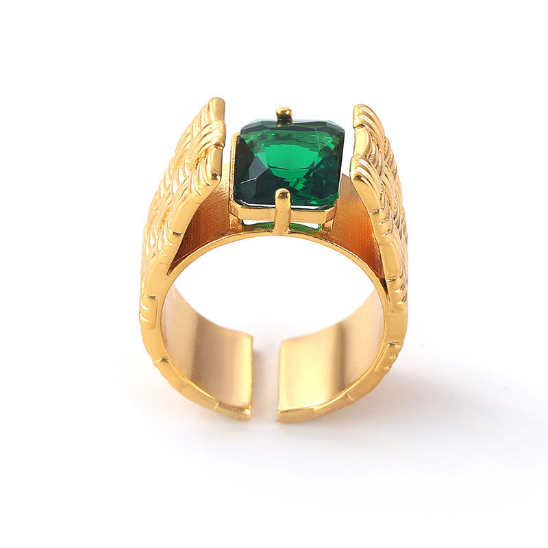 High quality natural stone geometric ring, versatile, retro, light-resistant