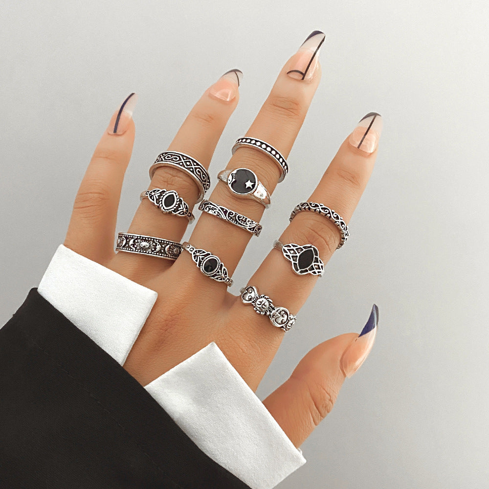 Fashionable butterfly and snake ring combination