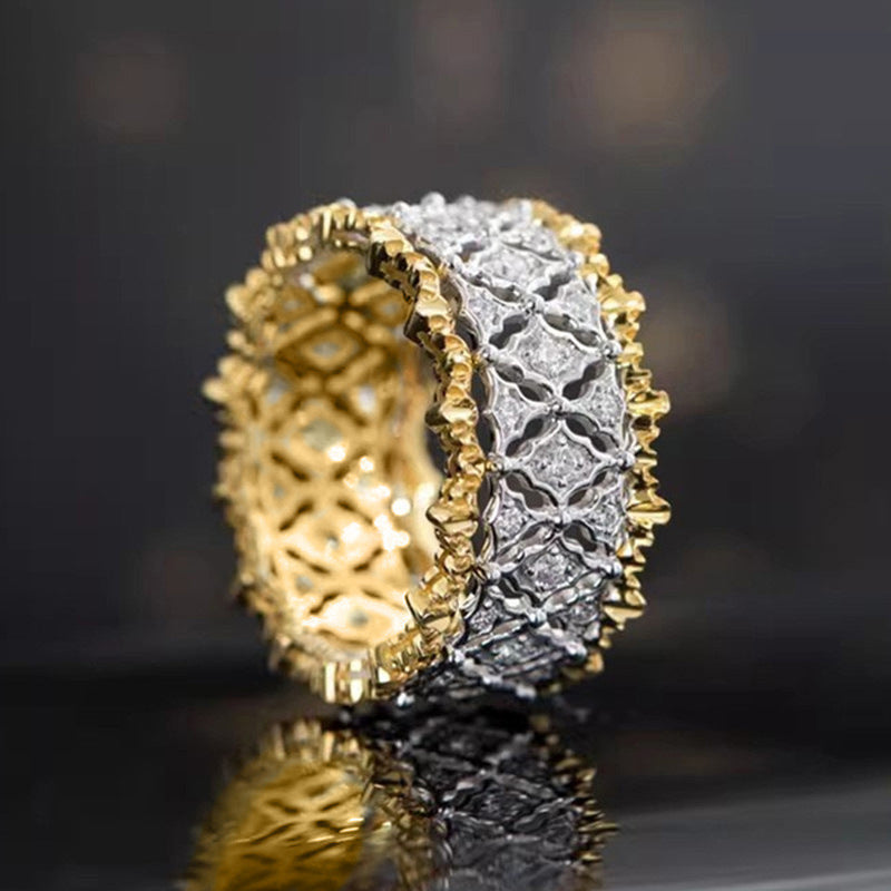 Premium unisex two-tone ring with zircons, versatile design Alliant