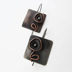 Handmade geometric floral metal earrings