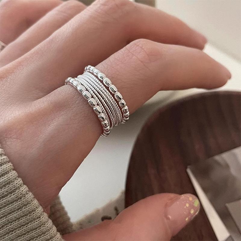 Adjustable multi-layer braided ring in a light luxury style