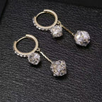 Boucles d’Oreilles Femme avec Pompon et Boule de Strass Exquises - NovaShop NovaShop Silver Bigbuy