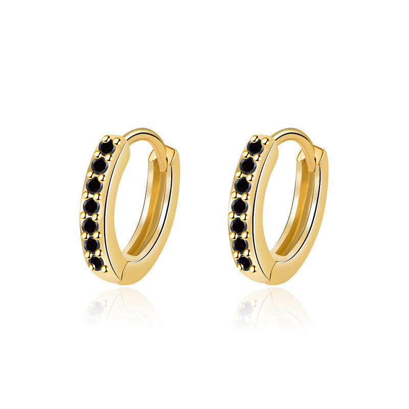 European And American Cold Circle Color Zircon Earrings - NovaShop NovaShop Gold Black Zircon Bigbuy