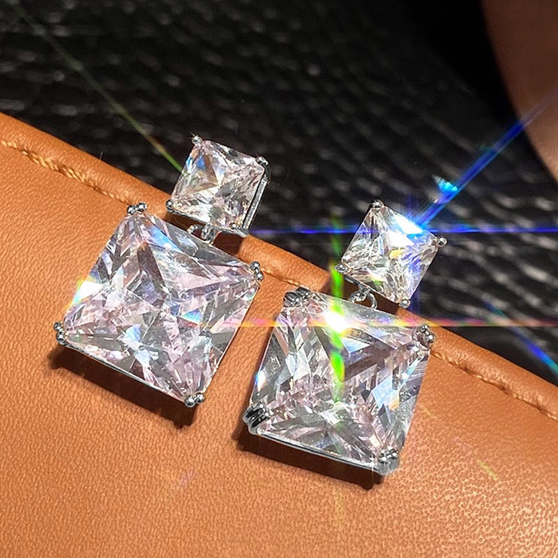 Geometric Square Design Copper Earrings
