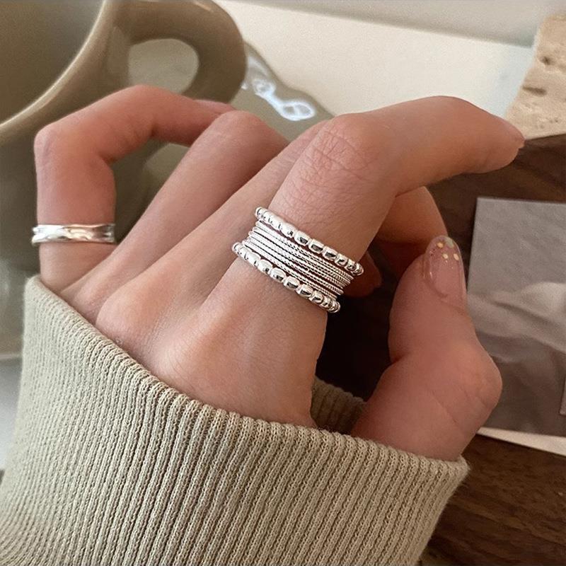 Adjustable multi-layer braided ring in a light luxury style