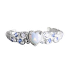 Peach Heart Ring for Women Flower Opal Ocean Heart Love