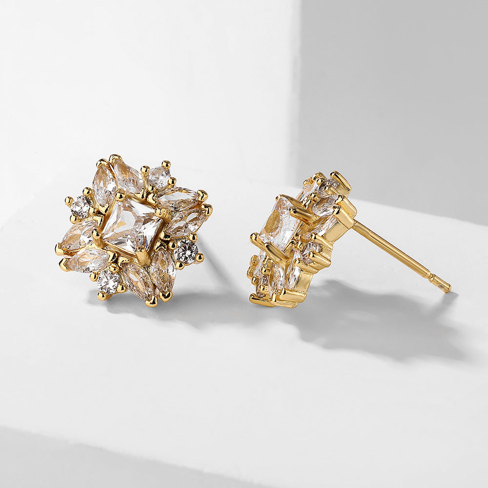 Elegant zircon earrings for women, high quality, fashionable