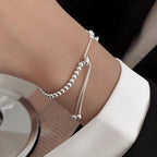 Simple and versatile silver round bead bracelet for women. New and simple