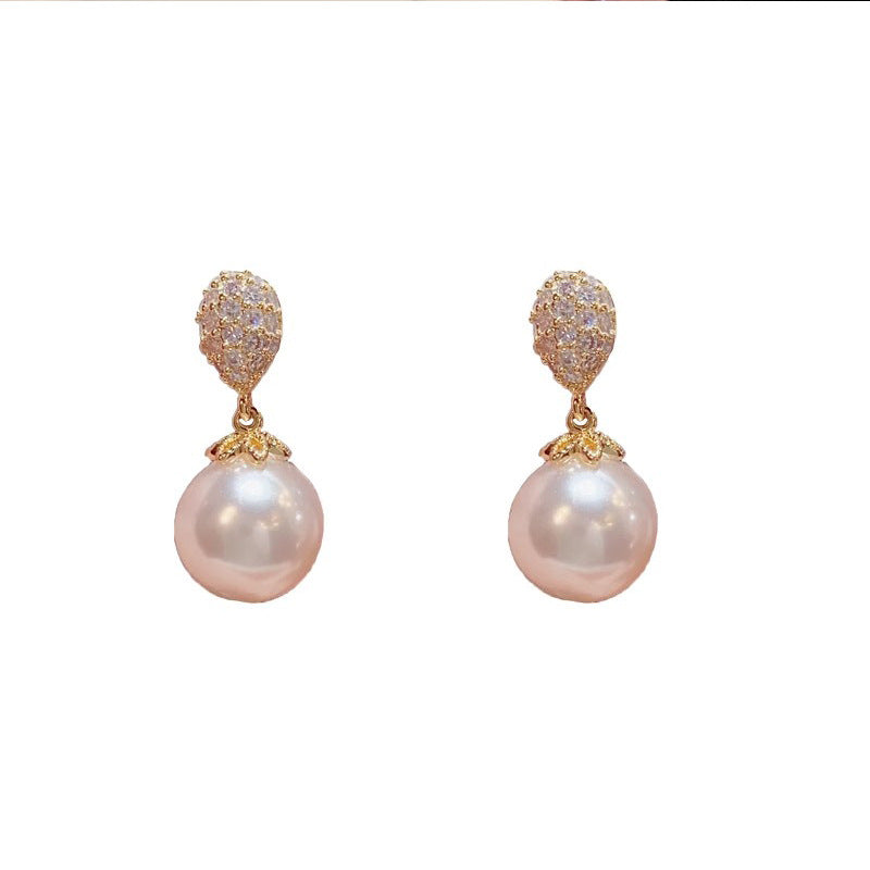 French pearl water drop earrings for women