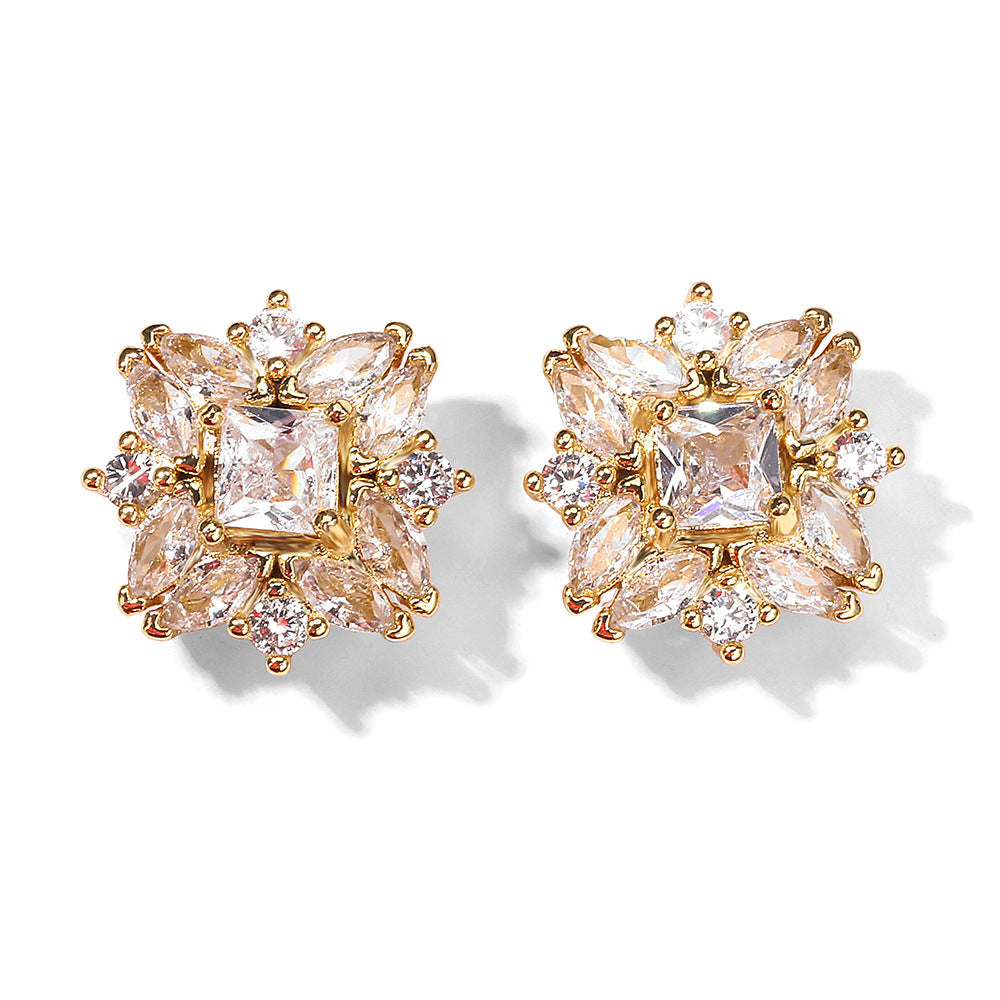 Elegant zircon earrings for women, high quality, fashionable