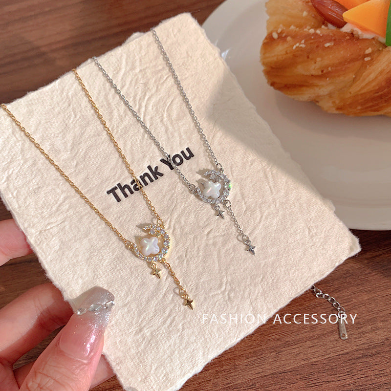 Collier Romantique Étoile et Lune en Zirconium Étincelant pour Femmes - NovaShop NovaShop Gold Bigbuy