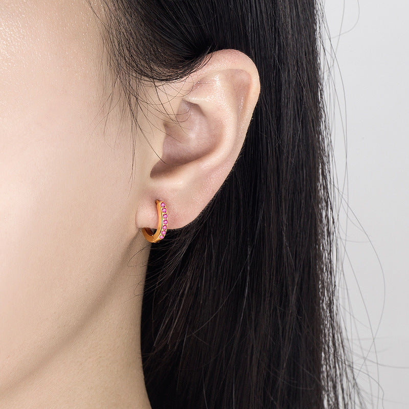 European And American Cold Circle Color Zircon Earrings - NovaShop NovaShop Gold Black Zircon Bigbuy