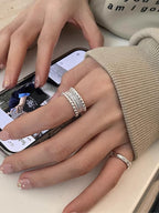 Adjustable multi-layer braided ring in a light luxury style