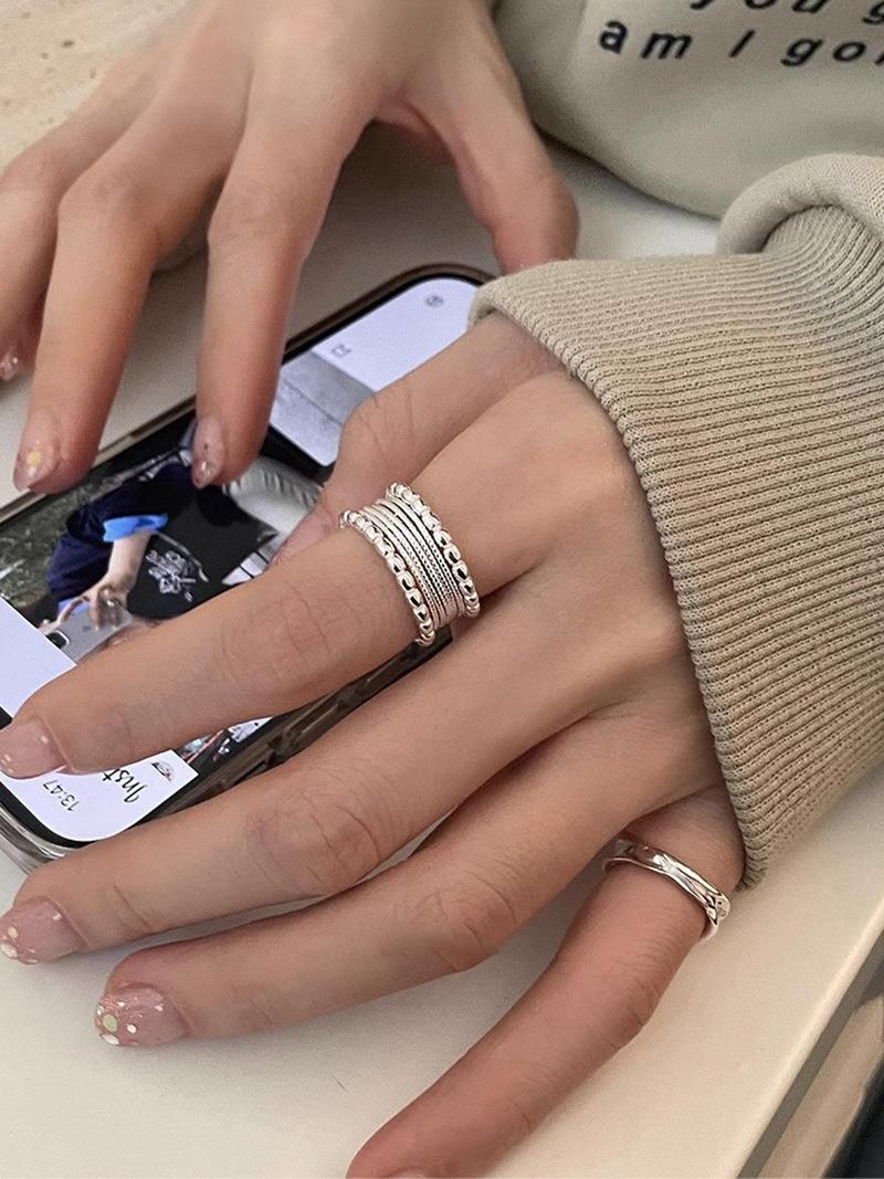 Adjustable multi-layer braided ring in a light luxury style