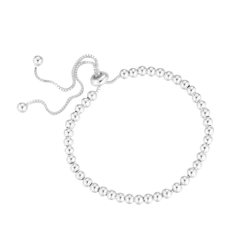 Simple and versatile silver round bead bracelet for women. New and simple