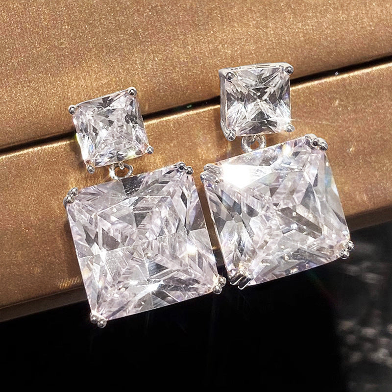Geometric Square Design Copper Earrings