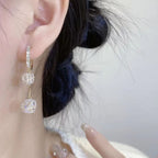 Boucles d’Oreilles Femme avec Pompon et Boule de Strass Exquises - NovaShop NovaShop Silver Bigbuy