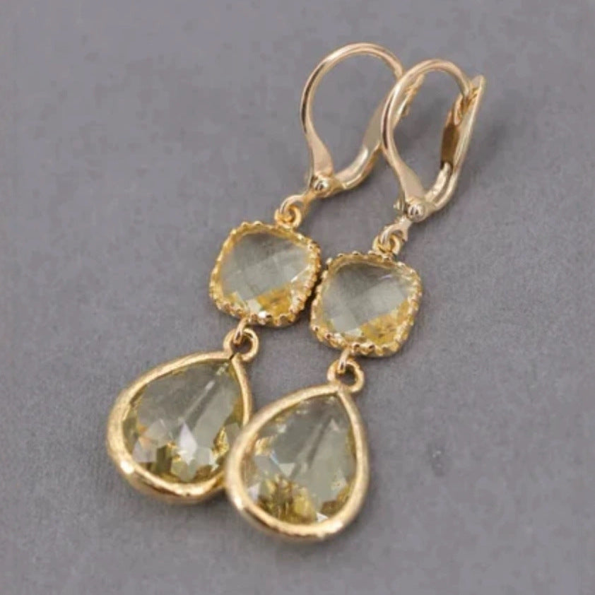 Retro exaggerated long crystal fringe earrings
