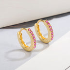 European And American Cold Circle Color Zircon Earrings - NovaShop NovaShop Gold Red Zircon Bigbuy