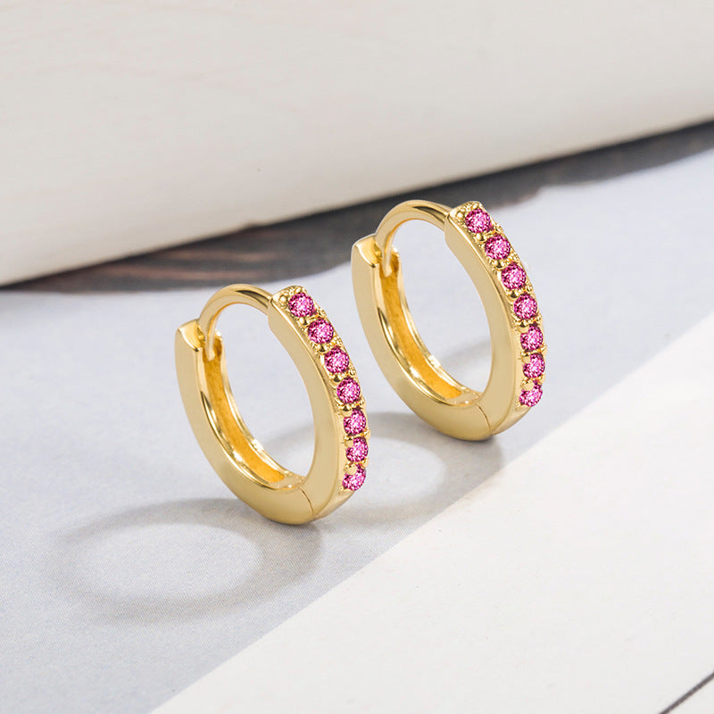 European And American Cold Circle Color Zircon Earrings - NovaShop NovaShop Gold Red Zircon Bigbuy