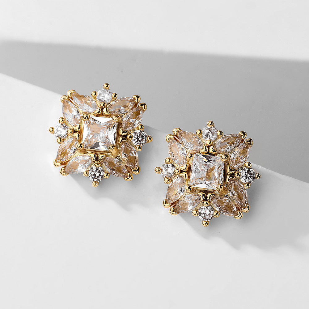 Elegant zircon earrings for women, high quality, fashionable
