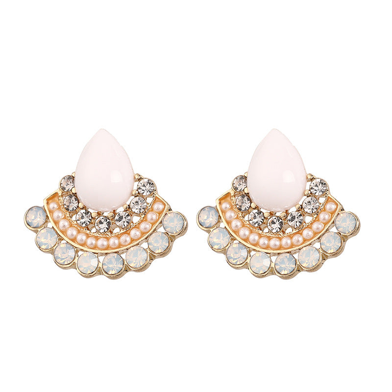 Boucles d’oreilles rétro pour femme en forme d’éventail avec aiguille - NovaShop NovaShop Silver Stud Earrings Bigbuy