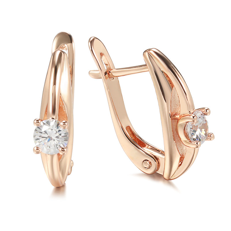Simple and graceful rose gold earrings, fashion style