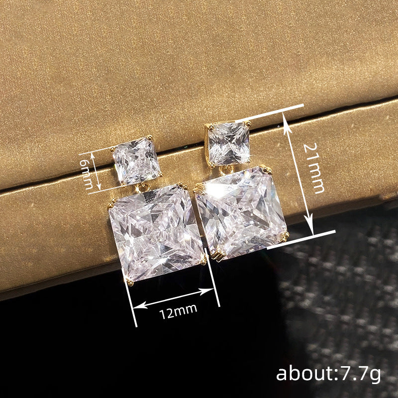 Geometric Square Design Copper Earrings